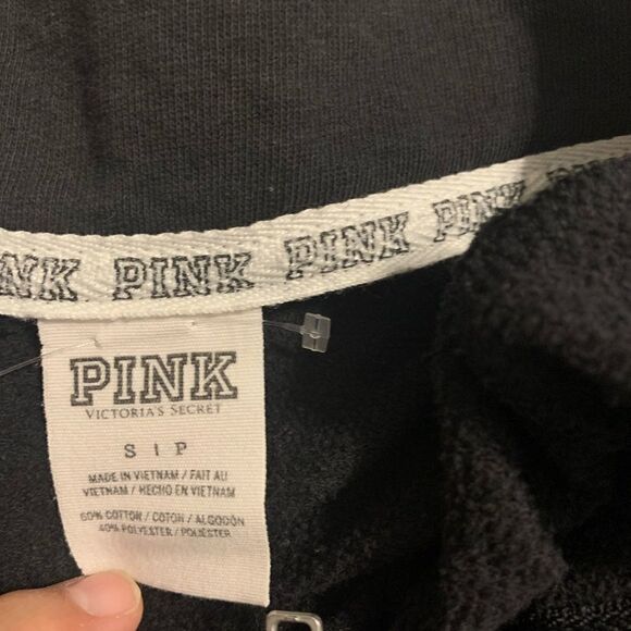 PINK Victoria’s Secret Black 1/2 zip pullover size S - Picture 4 of 7